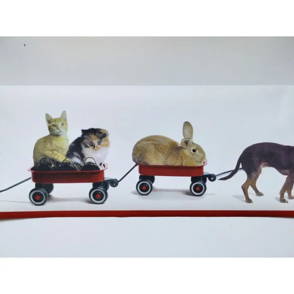 Taylor Wallcovering Pre-pasted Decorative Wall Border - Animal Train - 5 yds